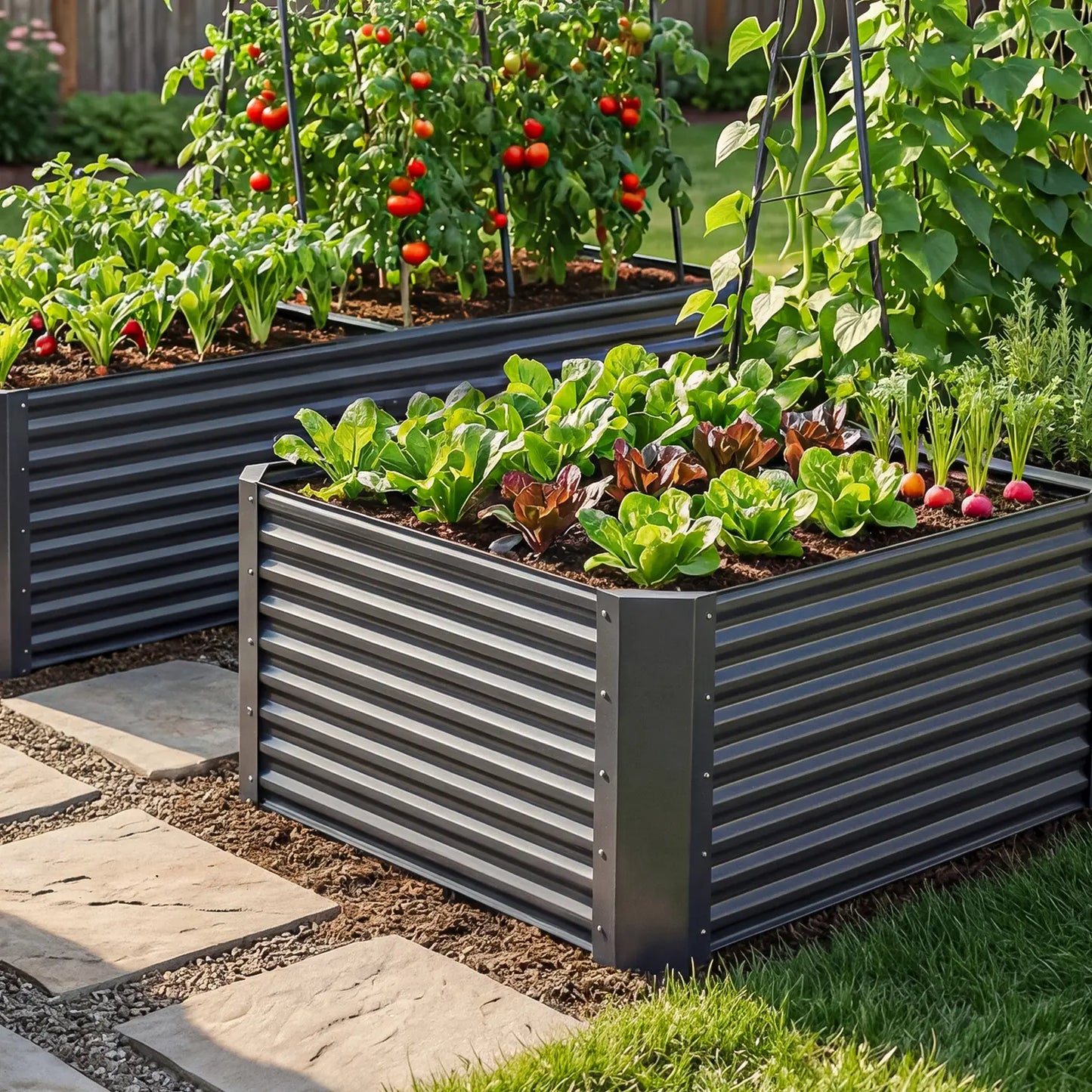 Raised Garden Bed Kit with Gloves & Support Bar – Durable Outdoor Planter for Vegetables, Flowers & Herbs