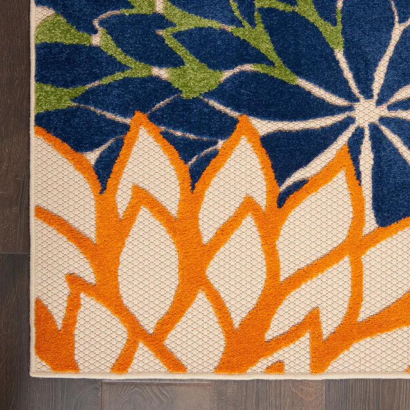 Floral Bloom Flatweave Indoor/Outdoor Area Rug – Durable Decorative Rug for Patio, Balcony & Living Room