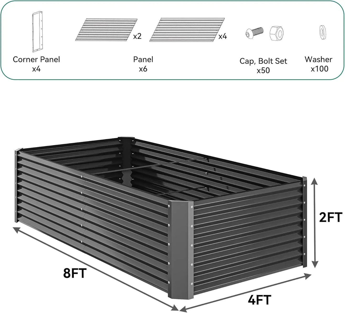 Raised Garden Bed Kit with Gloves & Support Bar – Durable Outdoor Planter for Vegetables, Flowers & Herbs