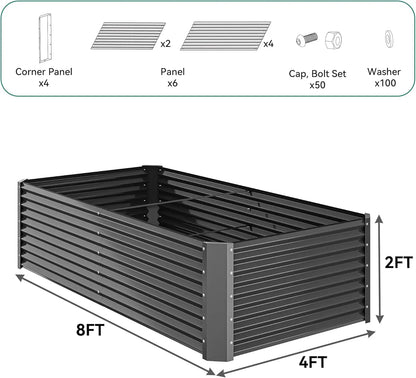 Raised Garden Bed Kit with Gloves & Support Bar – Durable Outdoor Planter for Vegetables, Flowers & Herbs