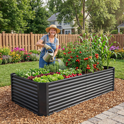 Raised Garden Bed Kit with Gloves & Support Bar – Durable Outdoor Planter for Vegetables, Flowers & Herbs