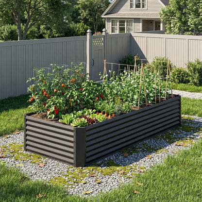 Raised Garden Bed Kit with Gloves & Support Bar – Durable Outdoor Planter for Vegetables, Flowers & Herbs