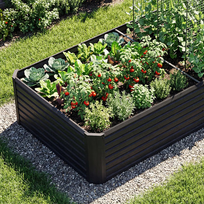 Raised Garden Bed Kit with Gloves & Support Bar – Durable Outdoor Planter for Vegetables, Flowers & Herbs