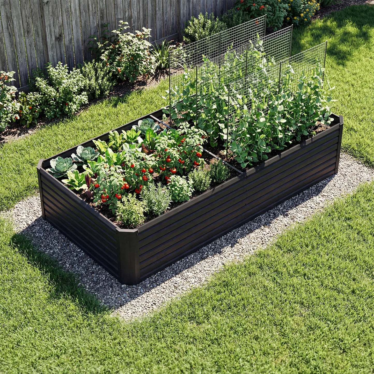 Raised Garden Bed Kit with Gloves & Support Bar – Durable Outdoor Planter for Vegetables, Flowers & Herbs