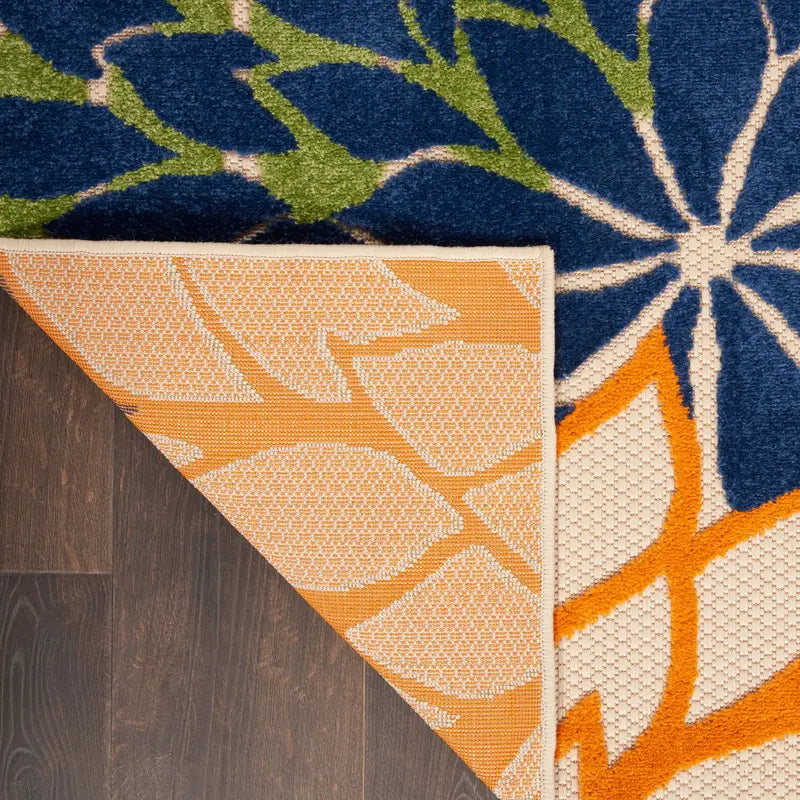 Floral Bloom Flatweave Indoor/Outdoor Area Rug – Durable Decorative Rug for Patio, Balcony & Living Room