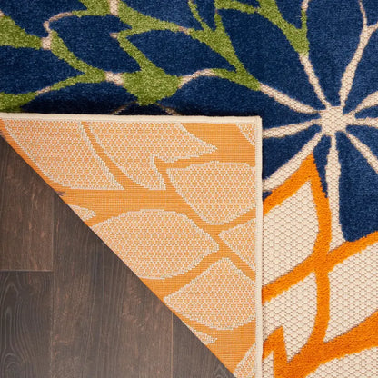 Floral Bloom Flatweave Indoor/Outdoor Area Rug – Durable Decorative Rug for Patio, Balcony & Living Room