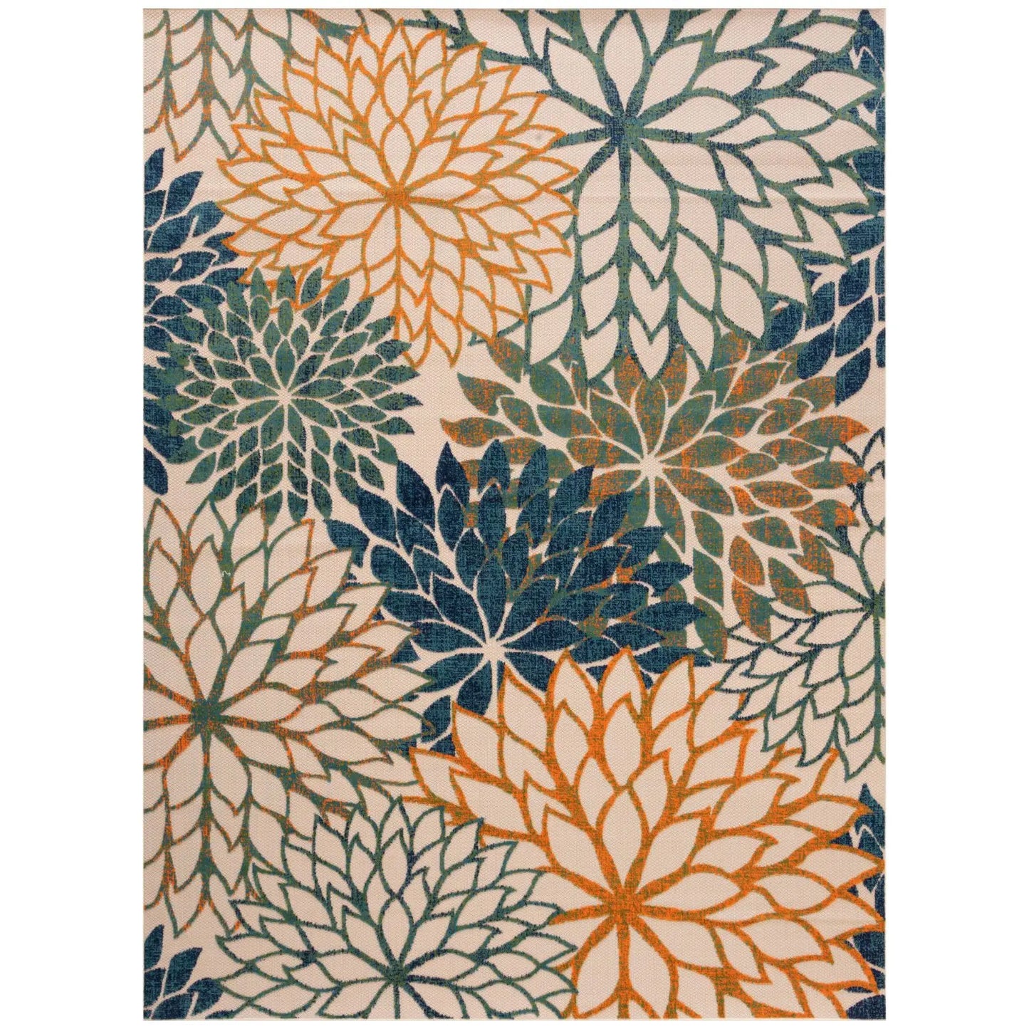 Floral Bloom Flatweave Indoor/Outdoor Area Rug – Durable Decorative Rug for Patio, Balcony & Living Room