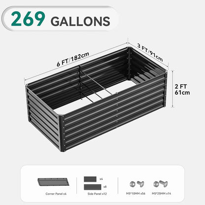 Raised Garden Bed Kit with Gloves & Support Bar – Durable Outdoor Planter for Vegetables, Flowers & Herbs