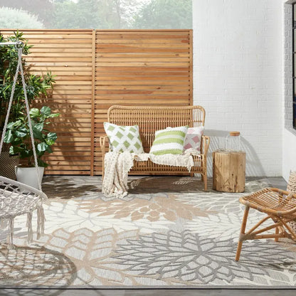 Floral Bloom Flatweave Indoor/Outdoor Area Rug – Durable Decorative Rug for Patio, Balcony & Living Room
