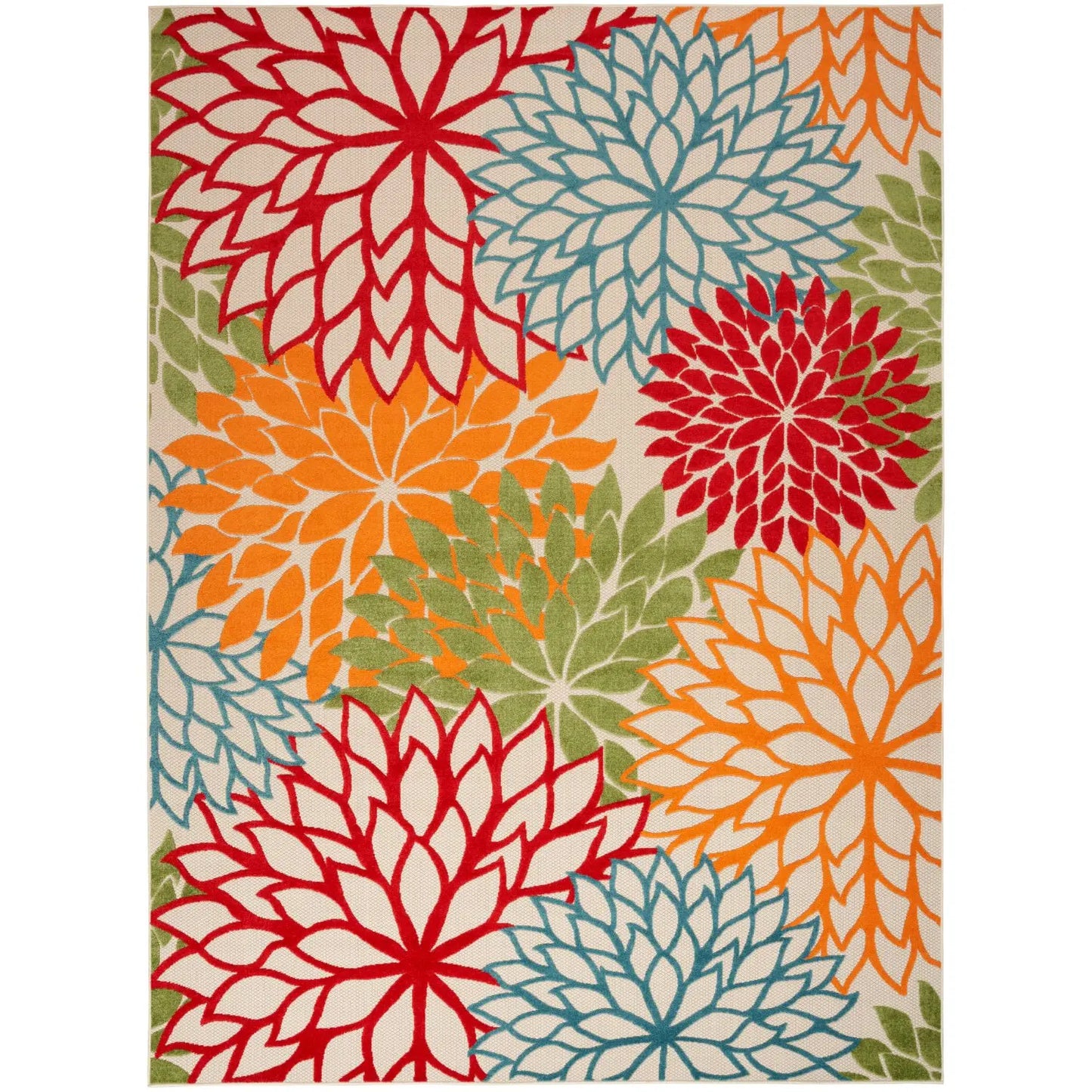 Floral Bloom Flatweave Indoor/Outdoor Area Rug – Durable Decorative Rug for Patio, Balcony & Living Room