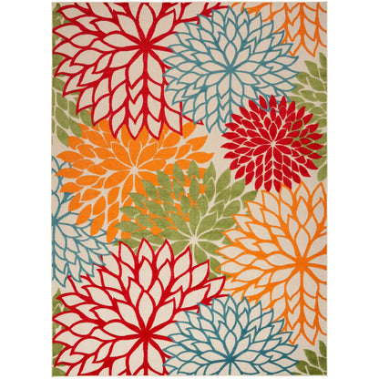 Floral Bloom Flatweave Indoor/Outdoor Area Rug – Durable Decorative Rug for Patio, Balcony & Living Room