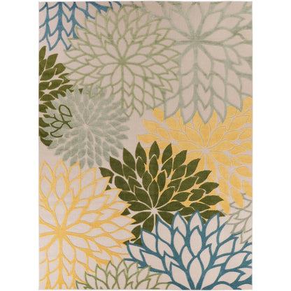 Floral Bloom Flatweave Indoor/Outdoor Area Rug – Durable Decorative Rug for Patio, Balcony & Living Room