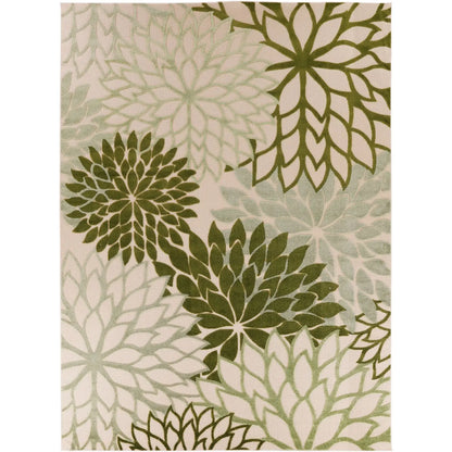 Floral Bloom Flatweave Indoor/Outdoor Area Rug – Durable Decorative Rug for Patio, Balcony & Living Room