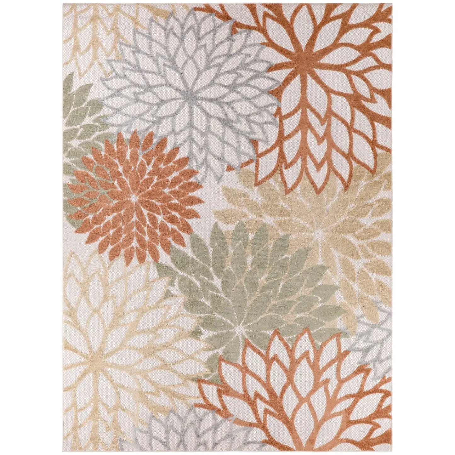 Floral Bloom Flatweave Indoor/Outdoor Area Rug – Durable Decorative Rug for Patio, Balcony & Living Room