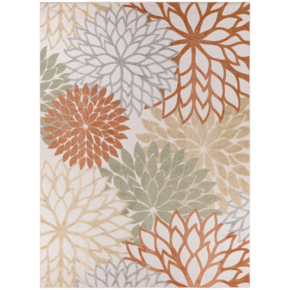 Floral Bloom Flatweave Indoor/Outdoor Area Rug – Durable Decorative Rug for Patio, Balcony & Living Room