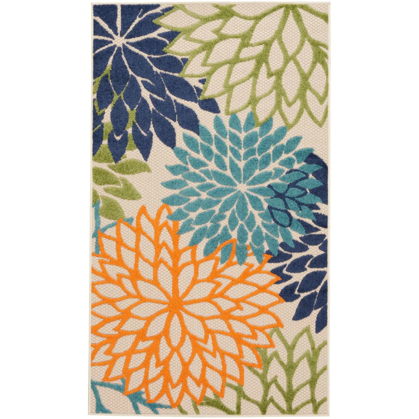 Floral Bloom Flatweave Indoor/Outdoor Area Rug – Durable Decorative Rug for Patio, Balcony & Living Room