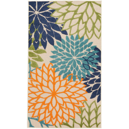 Floral Bloom Flatweave Indoor/Outdoor Area Rug – Durable Decorative Rug for Patio, Balcony & Living Room