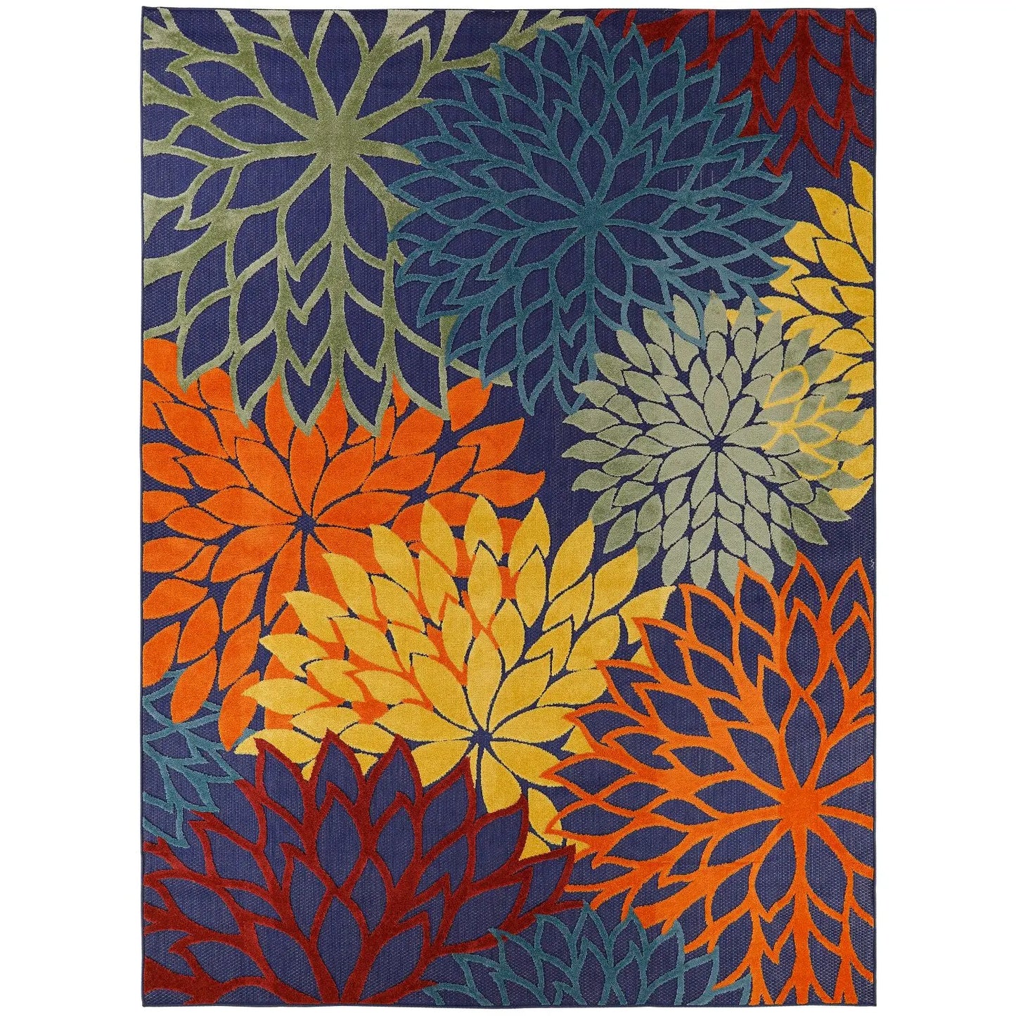 Floral Bloom Flatweave Indoor/Outdoor Area Rug – Durable Decorative Rug for Patio, Balcony & Living Room
