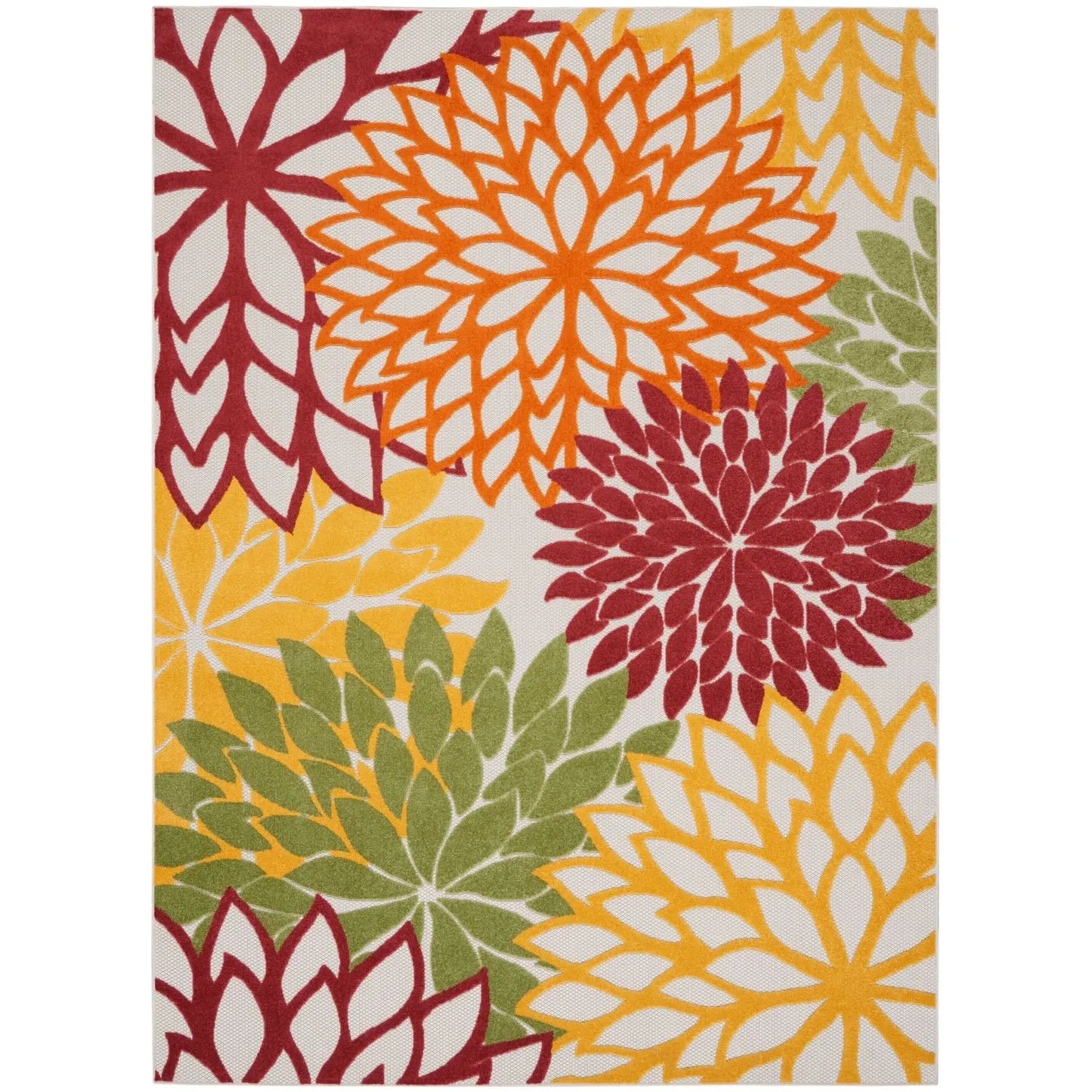 Floral Bloom Flatweave Indoor/Outdoor Area Rug – Durable Decorative Rug for Patio, Balcony & Living Room