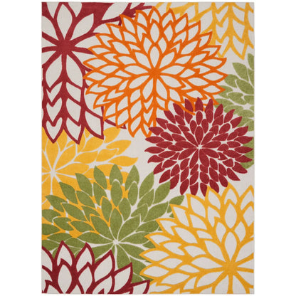 Floral Bloom Flatweave Indoor/Outdoor Area Rug – Durable Decorative Rug for Patio, Balcony & Living Room
