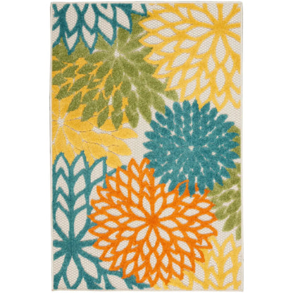 Floral Bloom Flatweave Indoor/Outdoor Area Rug – Durable Decorative Rug for Patio, Balcony & Living Room
